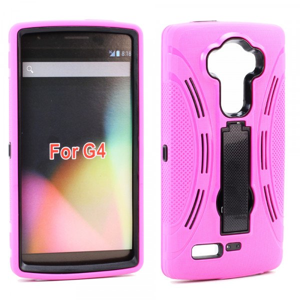 Wholesale LG G4 Armor Hybrid with Stand (Hot Pink)